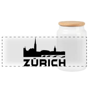 Zürich - Panorama Keksdose mit Holzdeckel - Weiß - Vorne