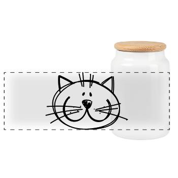 Katzen Zeichnung - Panorama Keksdose mit Holzdeckel - Weiß - Vorne