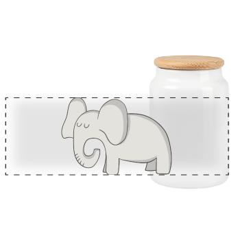 Elefant - Panorama Keksdose mit Holzdeckel - Weiß - Vorne