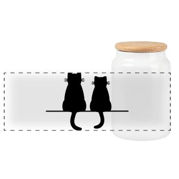 Katze Katzen Kätzchen Freundschaft Liebe Geschenk - Panorama Keksdose mit Holzdeckel - Weiß - Vorne