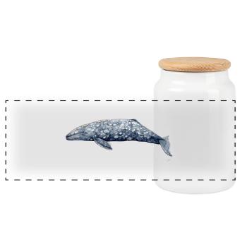 Gray whale - Baleine grise - Gray whale - Panoramic Cookie Jar with Wooden Lid - white - Front
