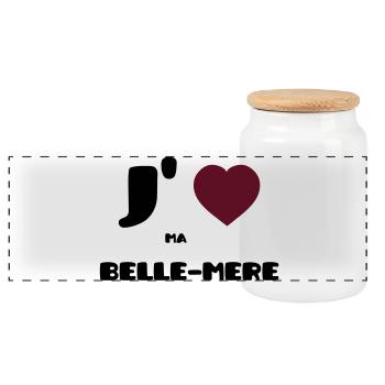 J'aime ma belle-mère (V) - Boîte à biscuits avec couvercle en bois - blanc - Devant
