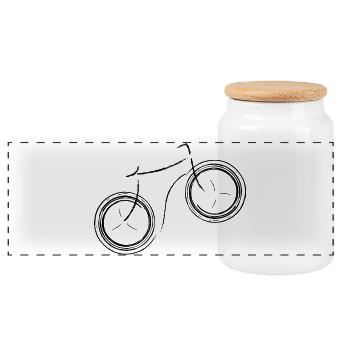 Peppy Bicycle logo - Panoramic Cookie Jar with Wooden Lid - white - Front