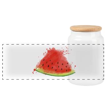 Melone - Wassermelone - Panorama Keksdose mit Holzdeckel - Weiß - Vorne