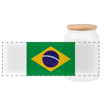 Brazil - Panoramic Cookie Jar with Wooden Lid - white - Front
