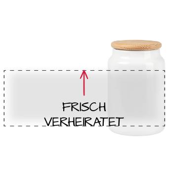 Frisch verheiratet Flitterwochen Hochzeitsreise - Panorama Keksdose mit Holzdeckel - Weiß - Vorne