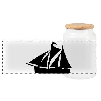 Zweimaster - Panoramic Cookie Jar with Wooden Lid - white - Front