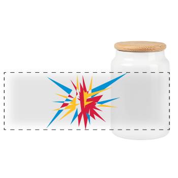 Explosion and rays - Panoramic Cookie Jar with Wooden Lid - white - Front