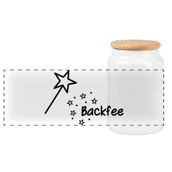 Backfee - Freude am Backen - Panorama Keksdose mit Holzdeckel - Weiß - Vorne