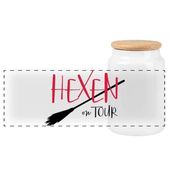 Hexen on tour - Party Fasching Halloween - Panorama Keksdose mit Holzdeckel - Weiß - Vorne