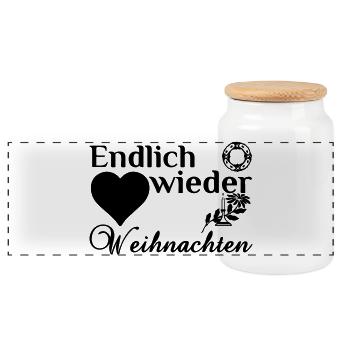 Weihnachten Winter Christmas Spruch Geschenk - Panorama Keksdose mit Holzdeckel - Weiß - Vorne