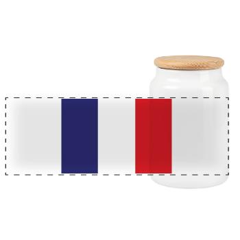 Frankreich Flagge - Panorama Keksdose mit Holzdeckel - Weiß - Vorne