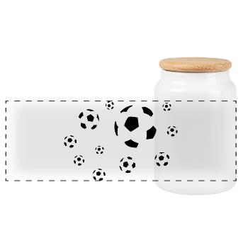 Team Fußball - Panorama Keksdose mit Holzdeckel - Weiß - Vorne