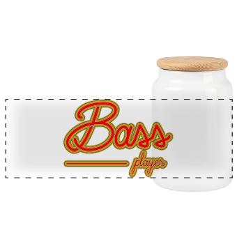 Bass player - Panoramic Cookie Jar with Wooden Lid - white - Front