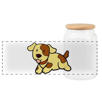 Cute dog - Panoramic Cookie Jar with Wooden Lid - white - Front