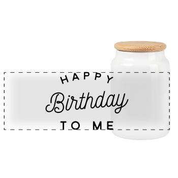 Anniversaire - Boîte à biscuits avec couvercle en bois - blanc - Devant