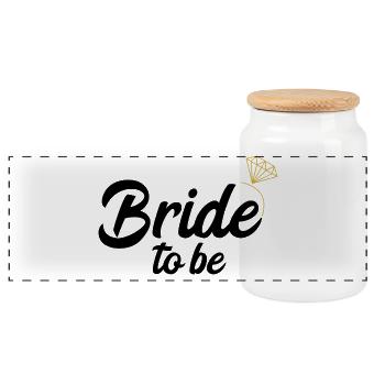 Bride To Be Bride I Bachelorette Party JGA - Panoramic Cookie Jar with Wooden Lid - white - Front