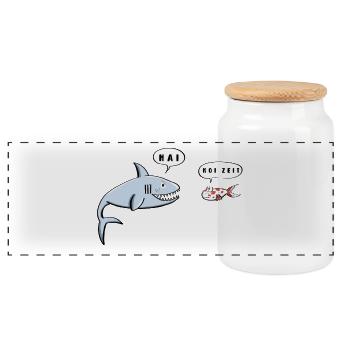 Requin Et Koi I Dictés Drôles I Cadeau De Poisson - Boîte à biscuits avec couvercle en bois - blanc - Devant