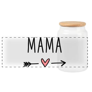 Mama Herz Pfeil Liebe Muttertag Geschenk - Panorama Keksdose mit Holzdeckel - Weiß - Vorne