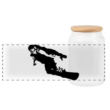 Snowboarder - Panorama Keksdose mit Holzdeckel - Weiß - Vorne