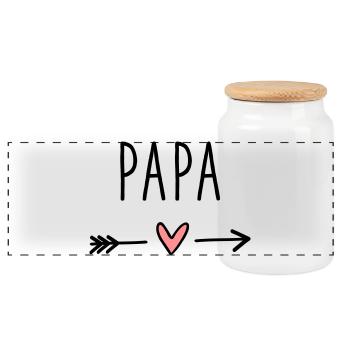 Papa Herz Pfeil Liebe Vatertag Geschenk - Panorama Keksdose mit Holzdeckel - Weiß - Vorne