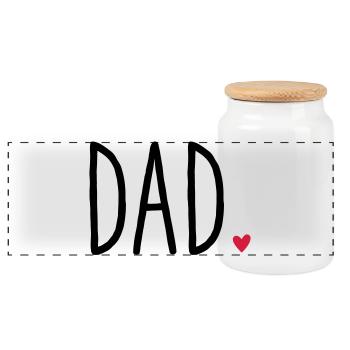 Dad Herz - Gift Father's Day Family Child Love - Panoramic Cookie Jar with Wooden Lid - white - Front
