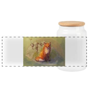 Herbst Fuchs - Panorama Keksdose mit Holzdeckel - Weiß - Vorne