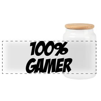 Gamer / Gaming - Boîte à biscuits avec couvercle en bois - blanc - Devant