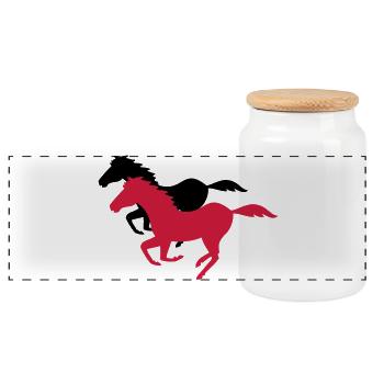 cheval - Boîte à biscuits avec couvercle en bois - blanc - Devant