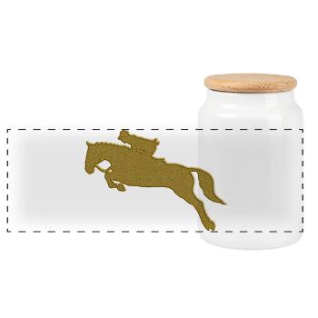 Gold Reiten - Panorama Keksdose mit Holzdeckel - Weiß - Vorne