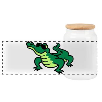 Cool Croc - Panoramic Cookie Jar with Wooden Lid - white - Front