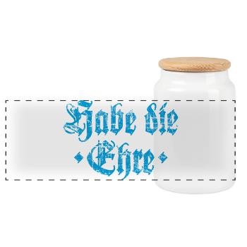 Habe die Ehre (Vintage/Hellblau) - Panorama Keksdose mit Holzdeckel - Weiß - Vorne
