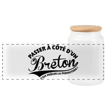 Breton Perfection - Boîte à biscuits avec couvercle en bois - blanc - Devant