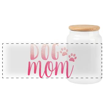 Maman de chien - Boîte à biscuits avec couvercle en bois - blanc - Devant