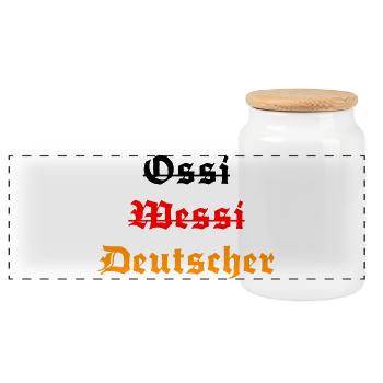Ossi Wessi Mauer Weg Einheit Feiertag Deutschland - Panorama Keksdose mit Holzdeckel - Weiß - Vorne
