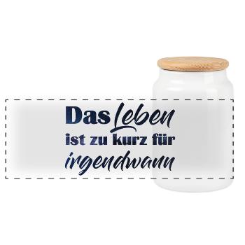 Kurze Lebensweisheit in handschriftlichem Design - Panorama Keksdose mit Holzdeckel - Weiß - Vorne