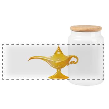 goldene orientalische Wunderlampe oder Öllampe - Panorama Keksdose mit Holzdeckel - Weiß - Vorne