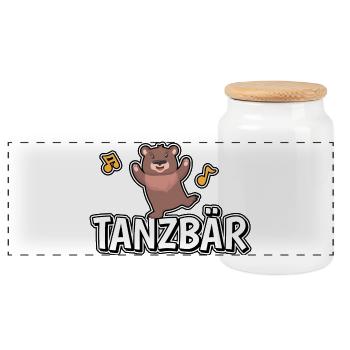 Tanzbär - Bär - Bären - Panorama Keksdose mit Holzdeckel - Weiß - Vorne