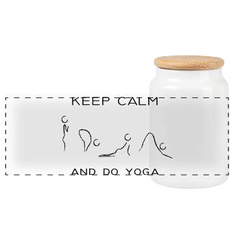 keep calm and do yoga - Panoramic Cookie Jar with Wooden Lid - white - Front