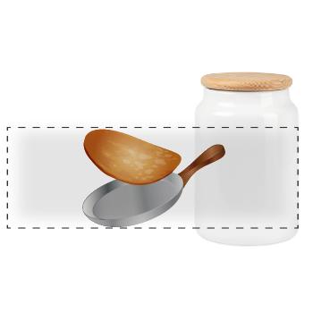 turn golden brown pancakes in the pan - Panoramic Cookie Jar with Wooden Lid - white - Front