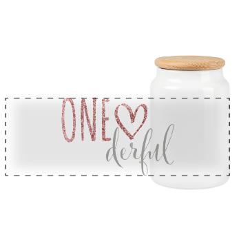 1. Geburtstag Baby Onederful Geschenk - Panorama Keksdose mit Holzdeckel - Weiß - Vorne