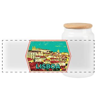 Lisbonne Portugal, belle ville - Boîte à biscuits avec couvercle en bois - blanc - Devant