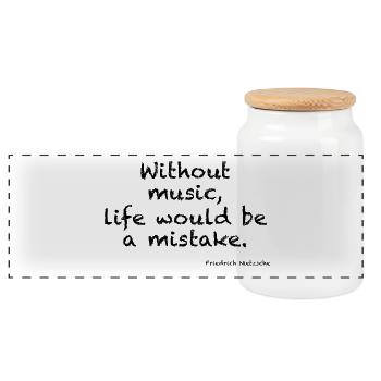 Without music, life would ba a mistake - Nietzsche - Panorama Keksdose mit Holzdeckel - Weiß - Vorne