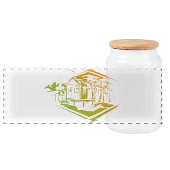 Natur Farben Symbol Logo icon Haus Design Park - Panorama Keksdose mit Holzdeckel - Weiß - Vorne