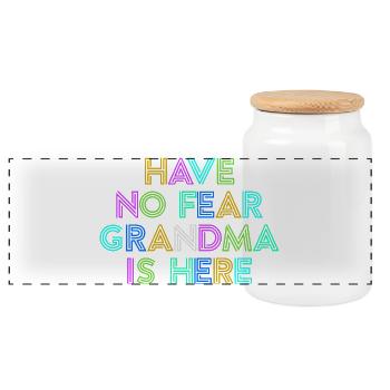 Grandma Cool Statement Grandma Grandmother Grandchild - Panoramic Cookie Jar with Wooden Lid - white - Front