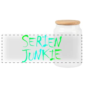 NERDY forever - Serienjunkie - Panorama Keksdose mit Holzdeckel - Weiß - Vorne