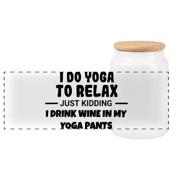 Yoga zum Entspannen und Wein trinken # - Panorama Keksdose mit Holzdeckel - Weiß - Vorne