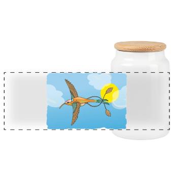 The hummingbird - Panoramic Cookie Jar with Wooden Lid - white - Front