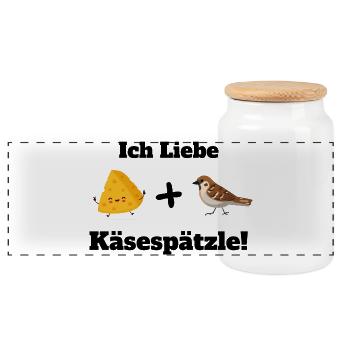 Ich Liebe Allgäuer Käsespätzle - Panorama Keksdose mit Holzdeckel - Weiß - Vorne