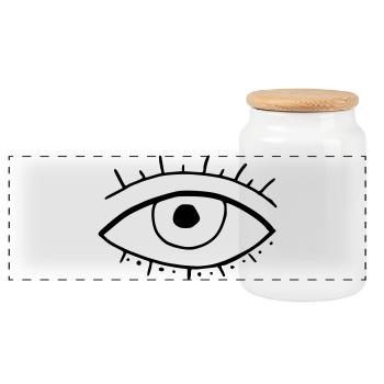 Eye - Panoramic Cookie Jar with Wooden Lid - white - Front